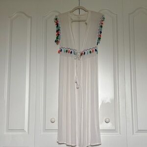 White Cover-Up with Colorful Tassels